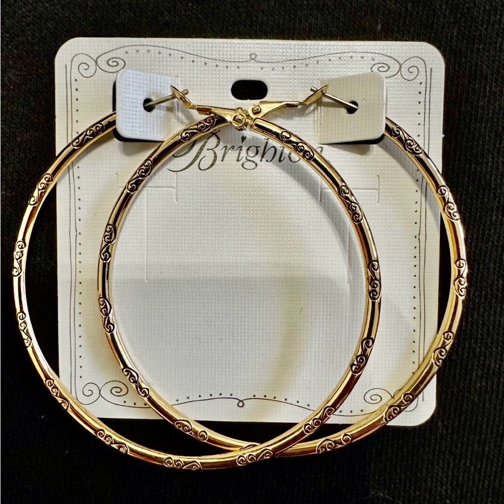 Brighton Gold-Tone Engraved Hoop Earrings